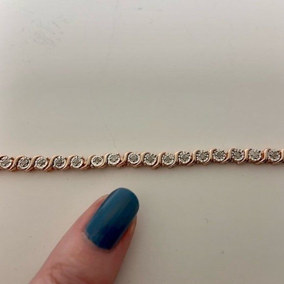 Tennis Bracelet 10K Rose Gold Plated .925 Sterling Silver 1.0 Cttw Diamond - Picture 14 of 14